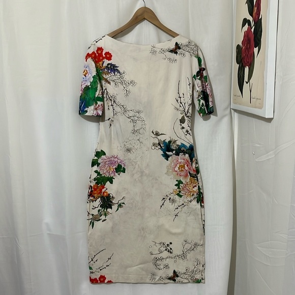 Zara Cream Floral Short Sleeve Dress a177 - Picture 1 of 4